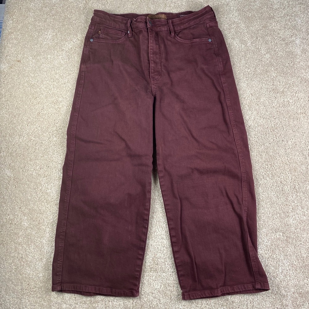 Judy Blue Burgundy Garment Dyed Wide Leg Cropped Pants Size 13/31 JB88752